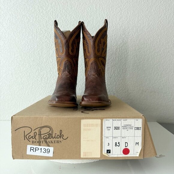 NEW Rod Patrick Mens Cowboy Boots Size 8.5D Perro Loco Brown Western Square Toe - Picture 11 of 12